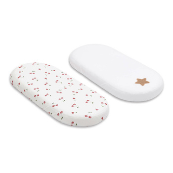 Bassinet sheets WHITE & CHERRIES