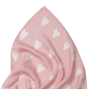 Muslin swaddle small PINK HEARTS 75x75 cm