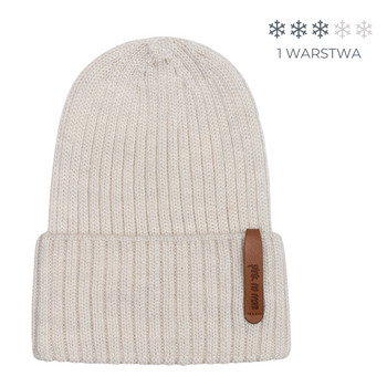 Baby double beanie merino hat  LATTE 0-12mths