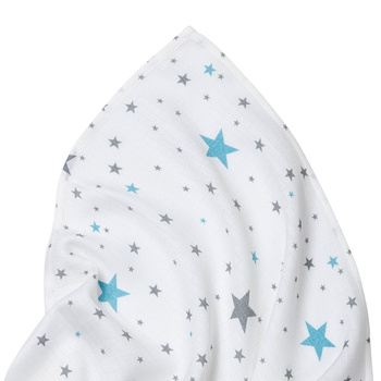 Muslin swaddle small STARS BLUE 75x75 cm 