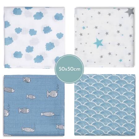 4-pack of muslin swaddle SKY&WATER