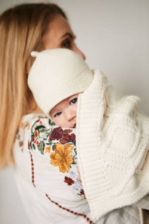 Baby Hat merino wool 100% Cream 0-6mths