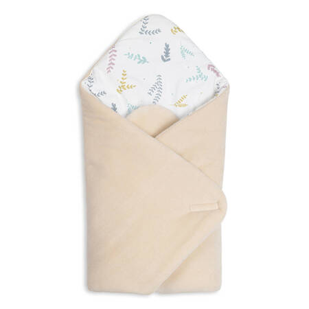 Baby velvet wrap PLANTS BEIGE velcro