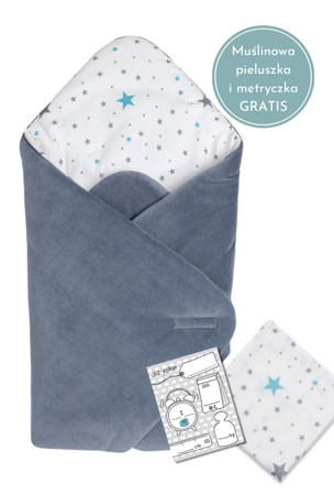 Baby velvet wrap STARS & ANTHRACITE velcro