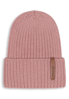 CZAPKA Z WEŁNY MERINO  Dusty Pink 0-12msc