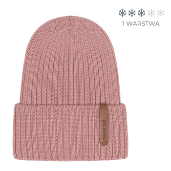CZAPKA Z WEŁNY MERINO Dusty Pink 1-3 lata